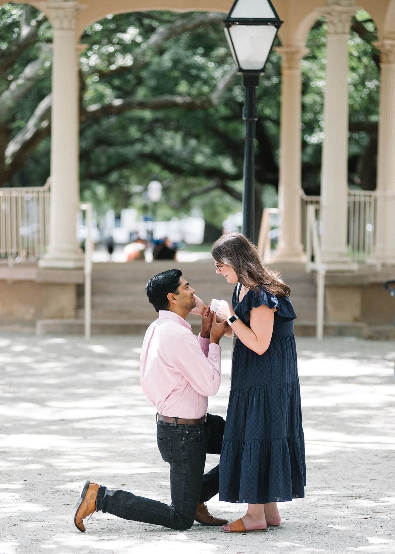 Young man proposing to his girlfriend in South Carolina