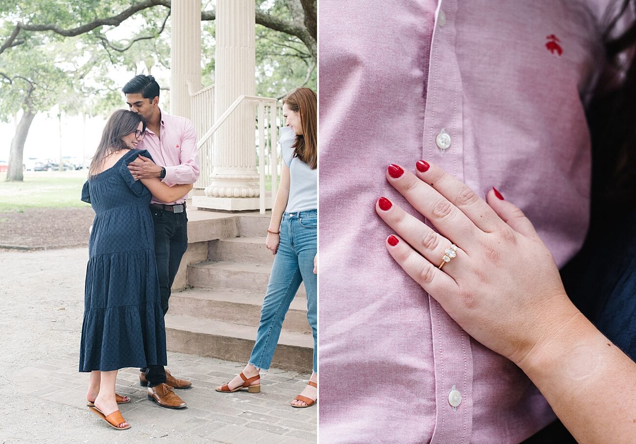 Young bride-to-be surprised during engagement proposal
