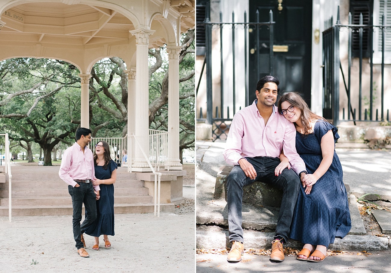 Romantic couples portraits at the Charleston battery
